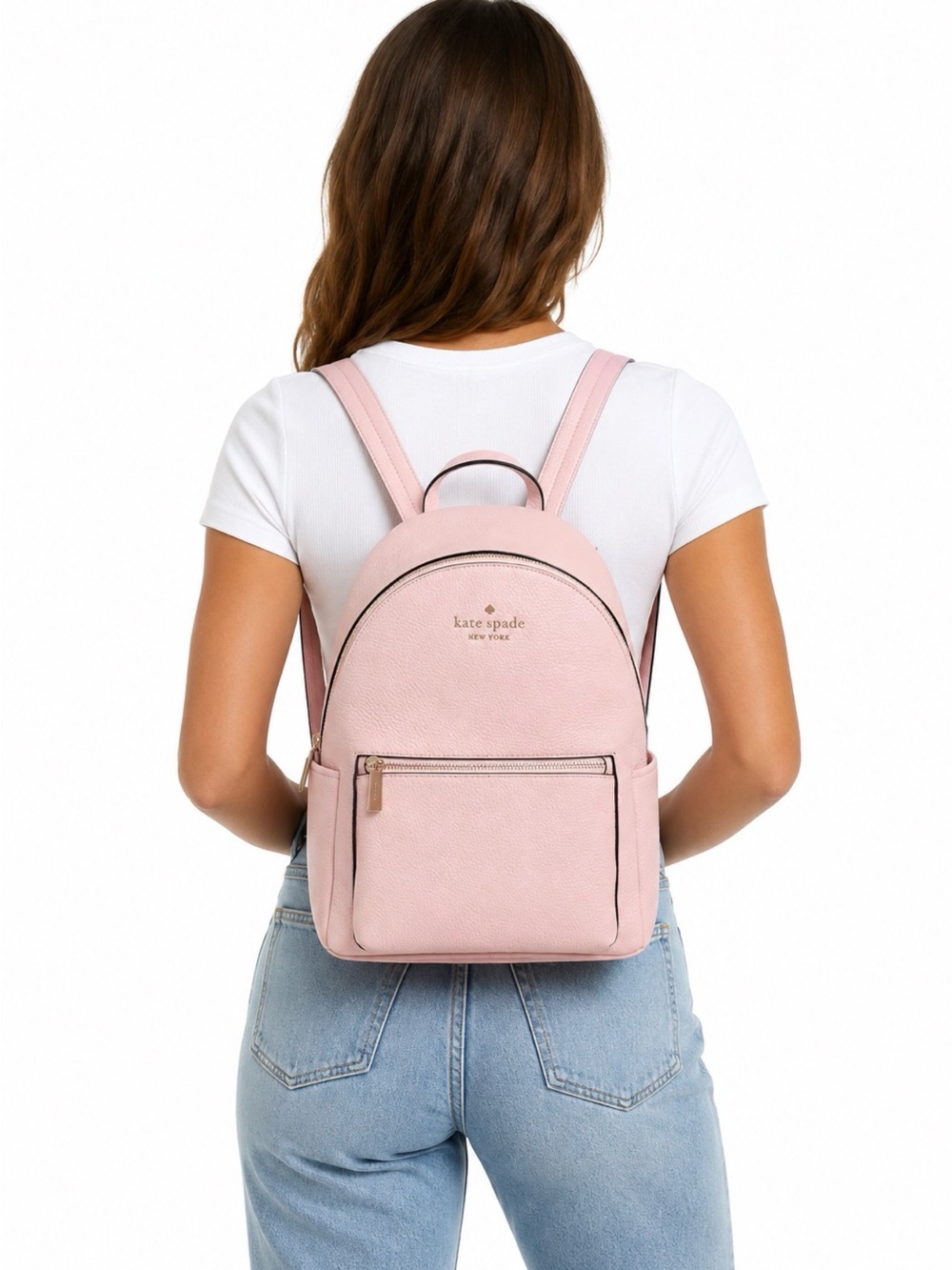 kate spade Pink Pebbled Leather Mini Backpack with Gold Hardware